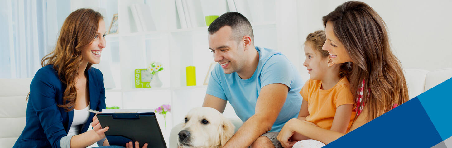 family reviewing information on a tablet