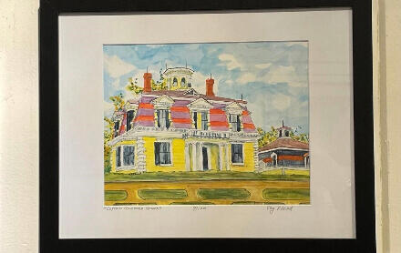 Local artwork of a house sold by Hidden Gems.