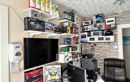 A variety of car related tech and cosmetics sold by Brian's Care Care.